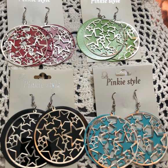 Big ✨ Stars ⭐️ Hoop Style Double layered Silver To - Picture 12 of 12